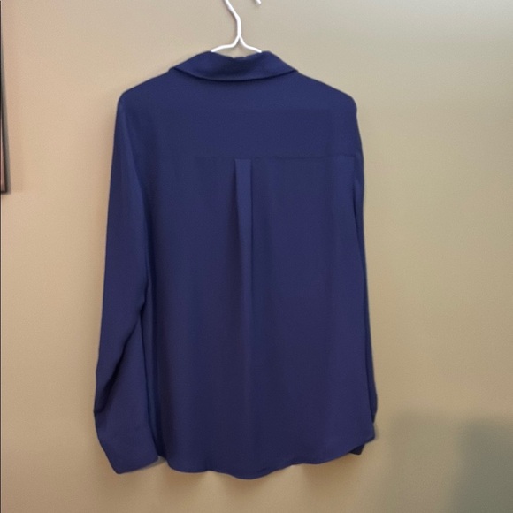 Express Blue Long Sleeve Button Down Blouse - Picture 8 of 13